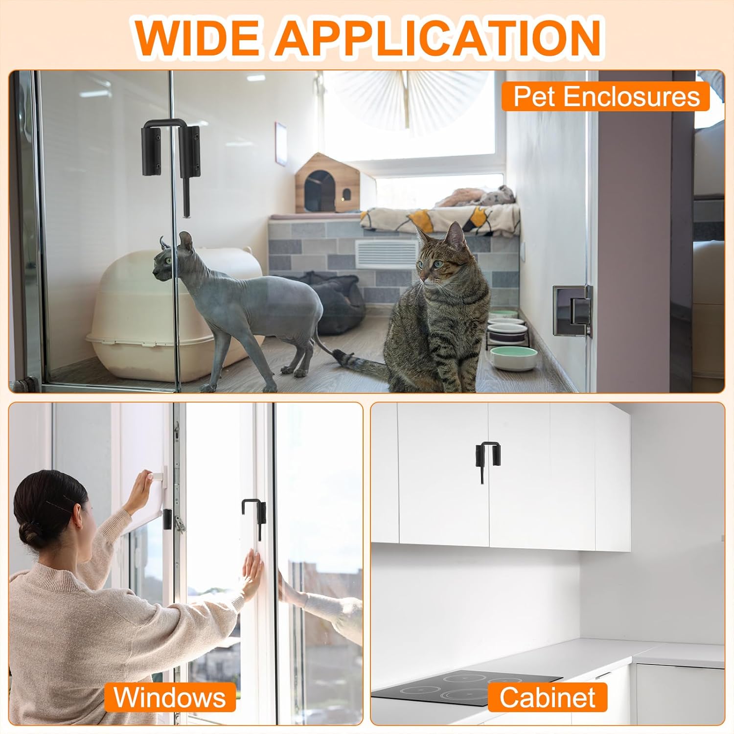 PATIKIL Patio Sliding Door Loop Lock, (2-3/8", Black), U-Shaped Lock Loop Latch, Suit for Window/Screen/Barn/Garden/Fence/Shed