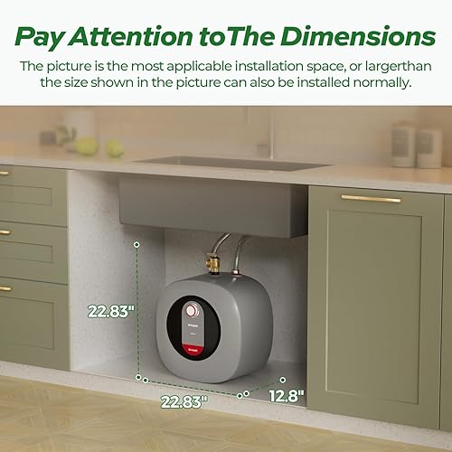 Miniatura 3 de FOGATTI Calentador de agua eléctrico de mini tanque, punto de uso de 4.0 galones para agua caliente instantánea, 1440 W, 120 V, estante, debajo del