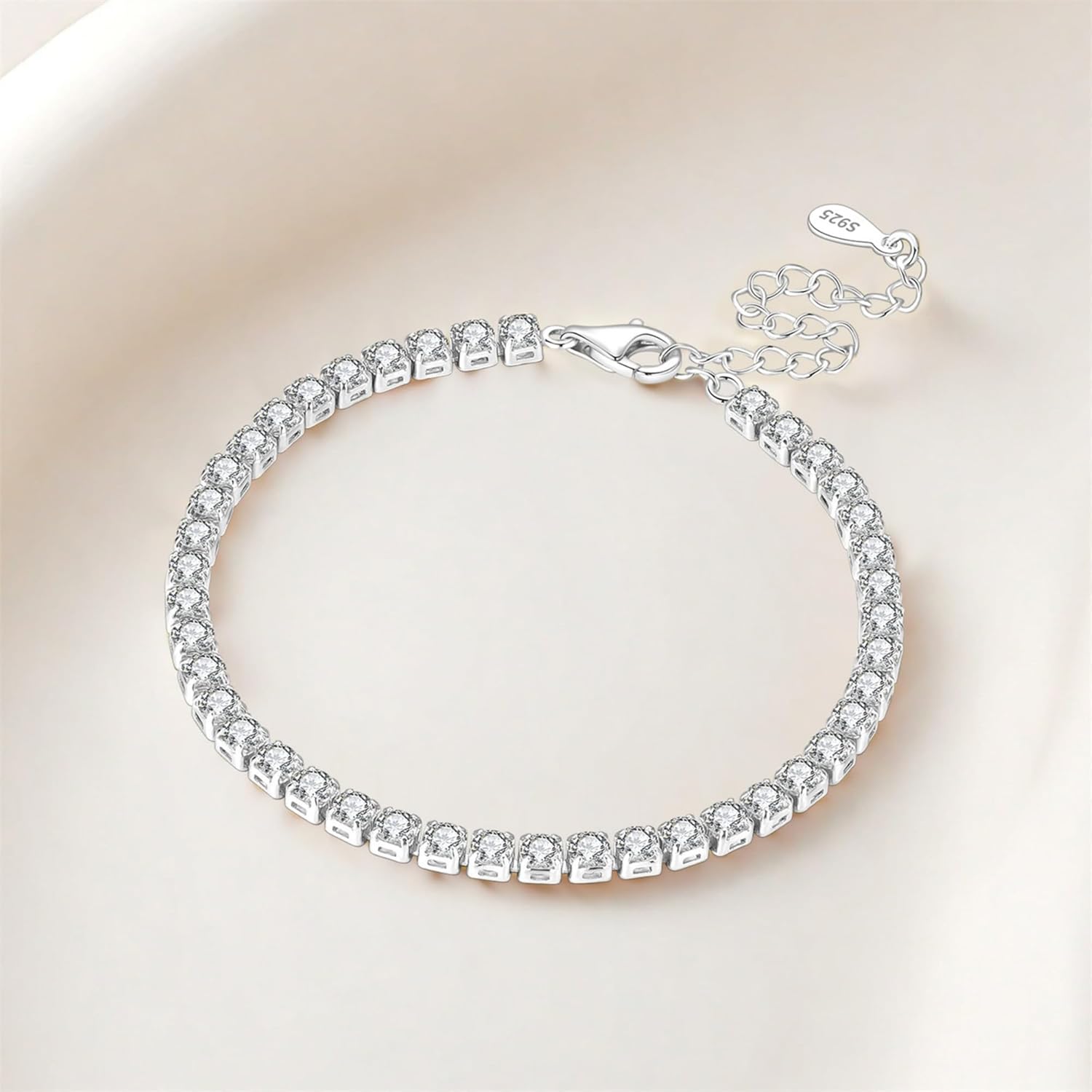925 Sterling Silver Bracelet for Women,Silver Bracelet Chain Presents for Sister Daughter and Friend, Women's Jewelry for the Daily Occasion (Silvery | Tennis Chain) - Image 6