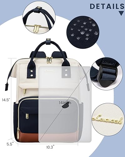 Miniatura 5 de LOVEVOOK Mochila de moda para mujer, Beige-azul-marrón, Bolso mochila de moda