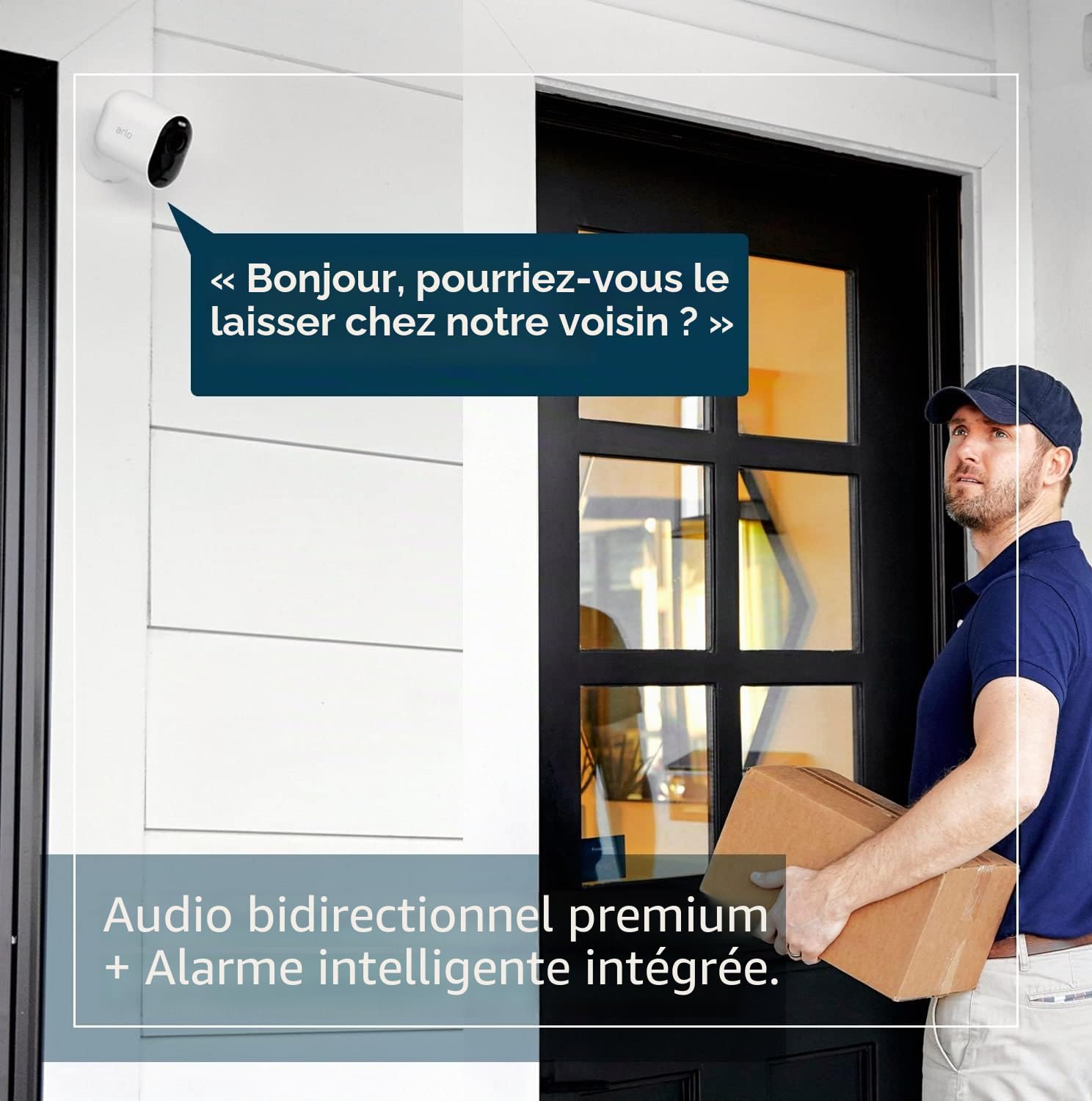 Arlo Ultra 2 Camera Surveillance WiFi Exterieure sans Fil + Panneau Solair Blanc, 4K UHD, 180° Vision Nocturne, Sirène, Projecteur, SmartHub Incluse, Essai Arlo Secure Inclus, 3 Caméras Noir