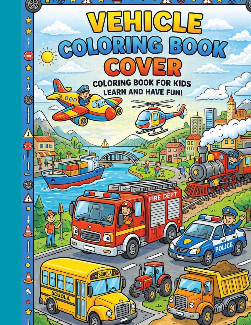 VEHICLES COLORING BOOK FOR KIDS: vehicles designed to spark curiosity and children