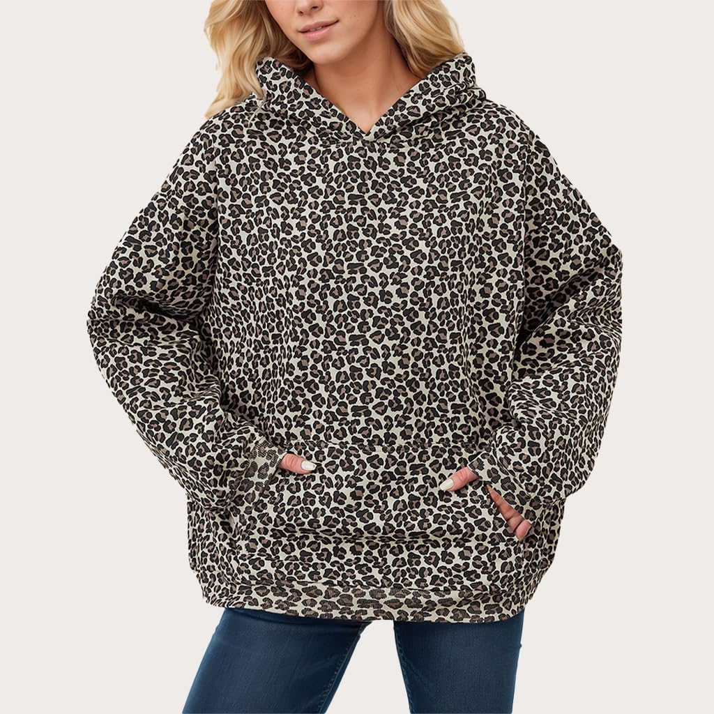 Cheetah Hoodie for Women Oversized Leopard Print Graphic Hoodie Y2k Zip Up Hoodie Vintage 2000s Streetwear