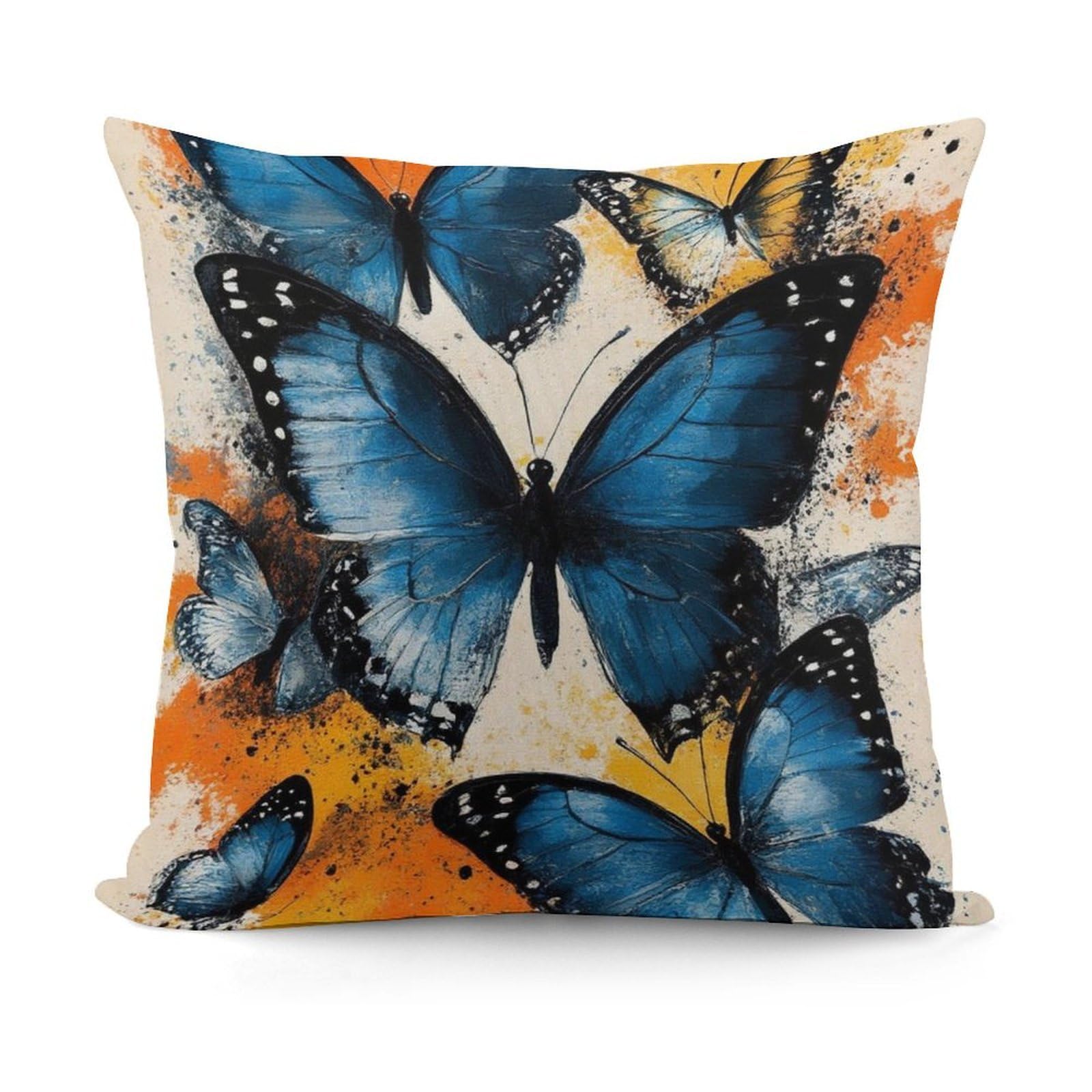 Smazdfxx Picture(695) Throw Pillow Covers With Smooth Zipper Modern Home Decor For Sofa,Couch, Living Room Watercolor Splashes Butterfly