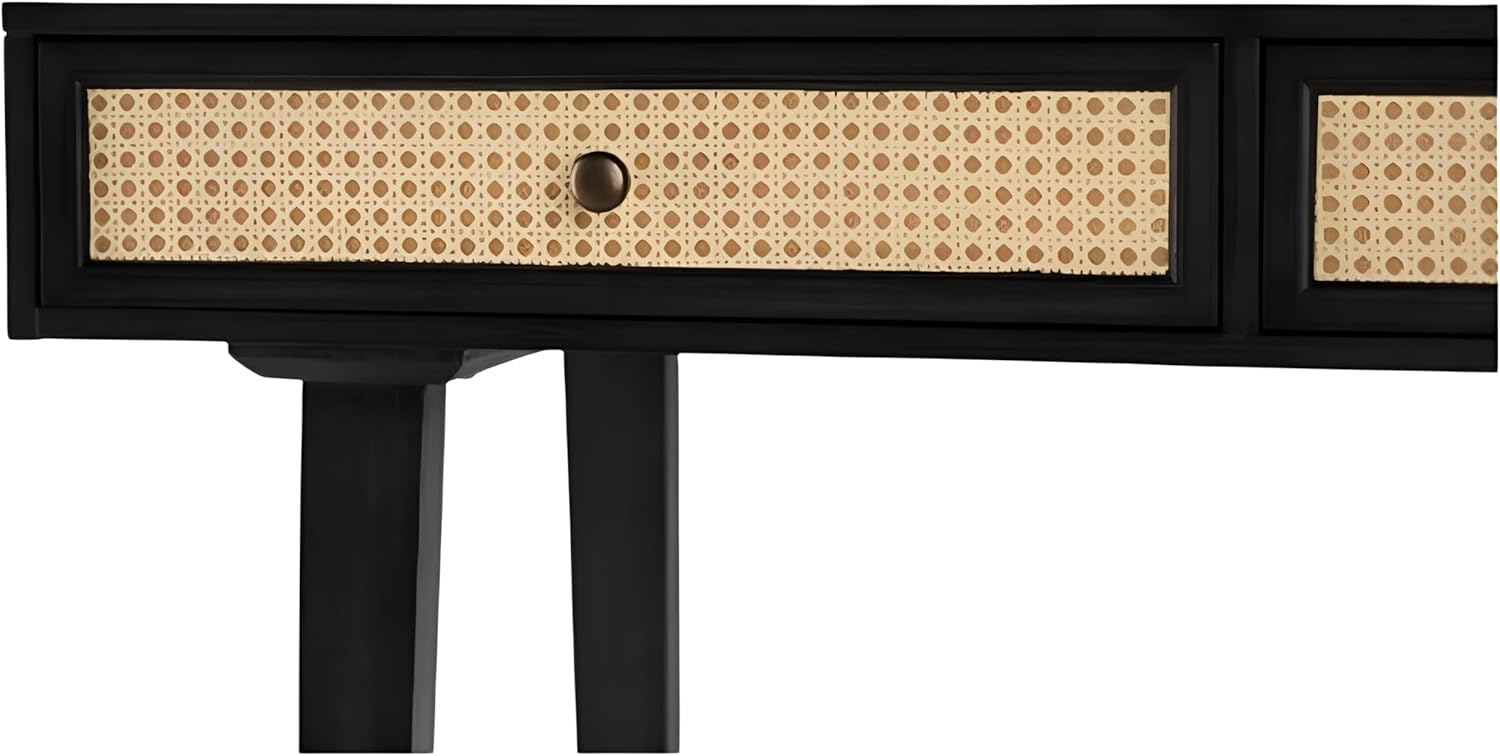 First of a Kind Mid Century Modern Home Office Desk with Drawers - Multi-Functional Writing Desk for Extra Space - Boho Office Desk, Black