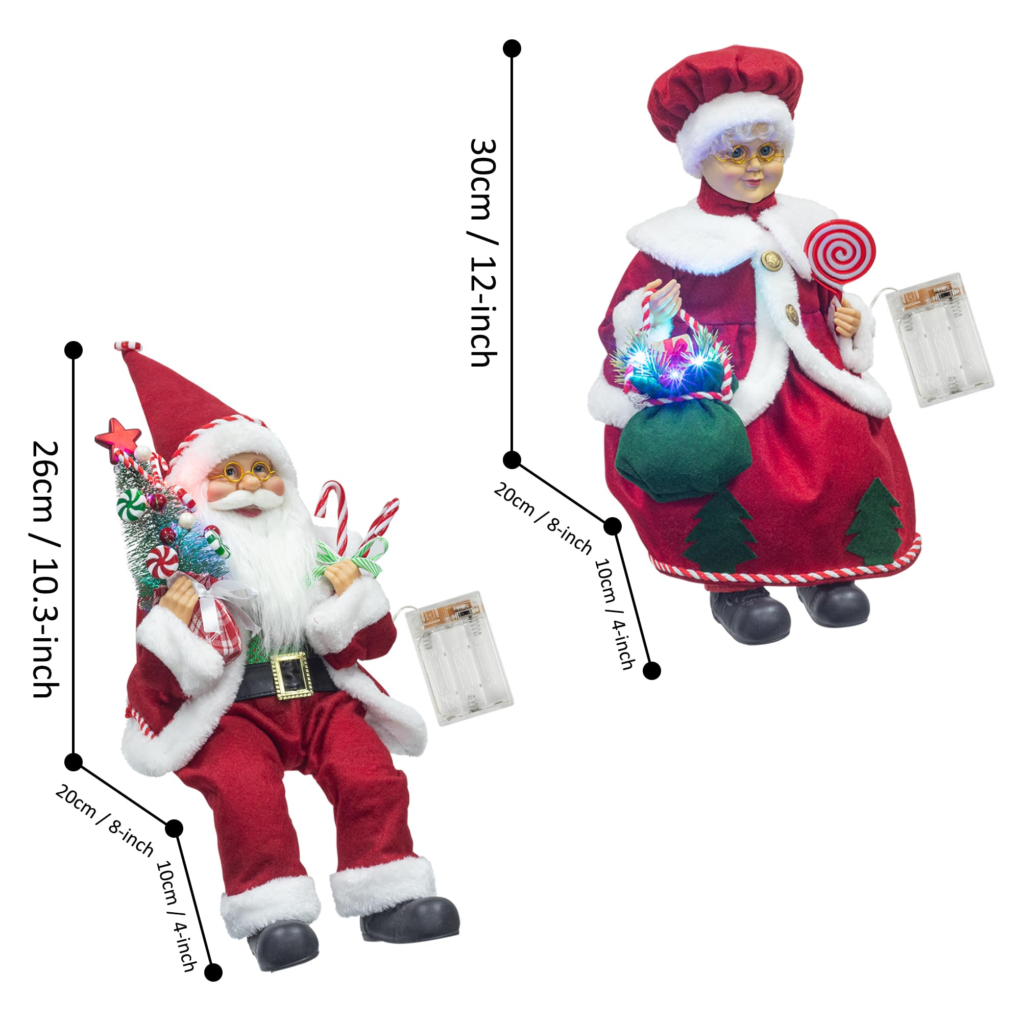 Amazon.com: ITART Sitting Mr and Mrs Claus Figurines with Lights