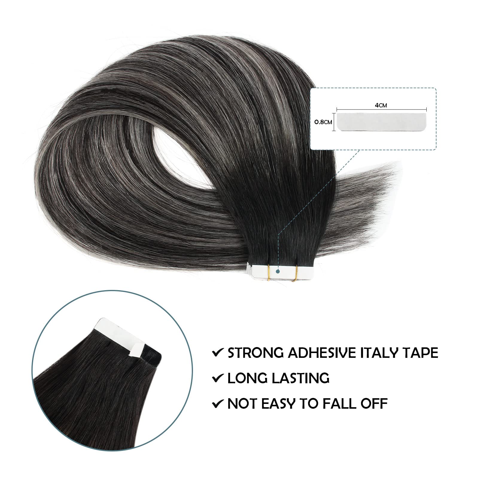 Amazon.com : Sassina 20 Inch Human Hair Tape in Extensions  display picture 2