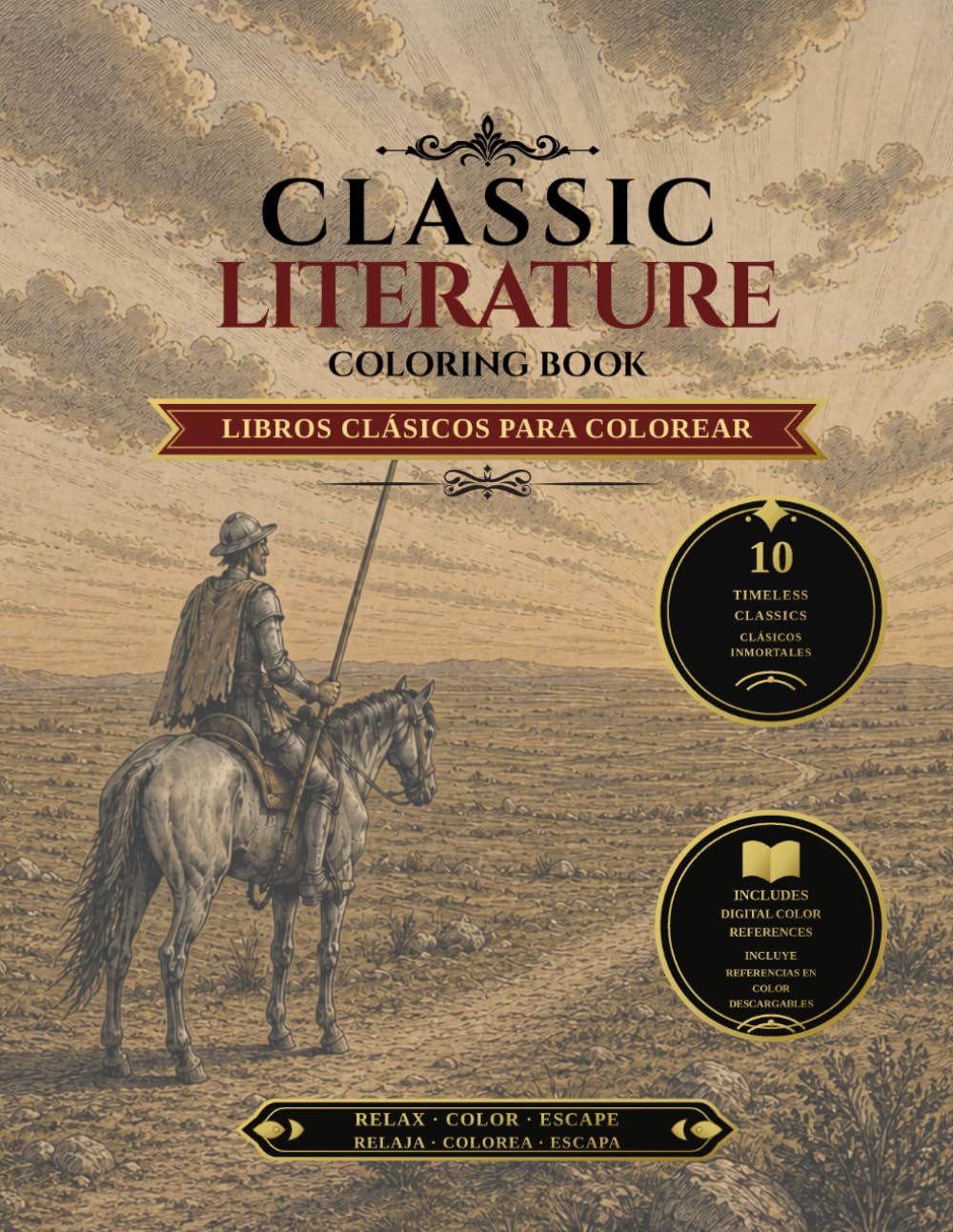 Classic Literature Coloring Book: 10 Timeless Classics | Libros Clásicos Para Colorear