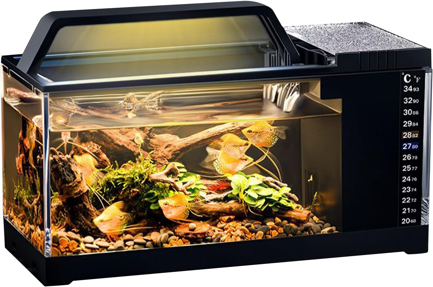 LED Aquarium Tank – Small Desktop Fish Bowl, Integrated Water Pump, Light and Filter System | Easy Maintenance Mini Aquarium for Home Office Living Room Decor