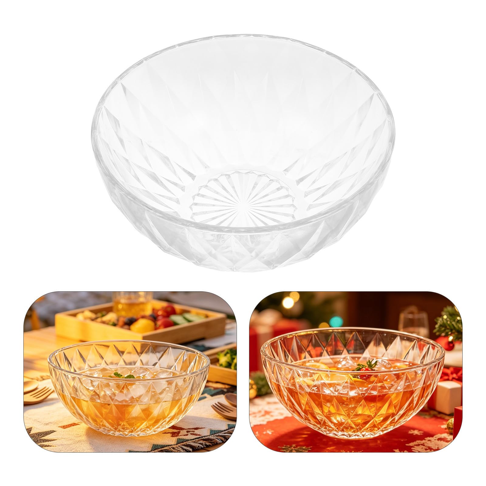 Bol à Punch Rond en PC Bord Renforcé, Résistant aux Boissons Chaudes et Froides, Grosse Capacité pour Buffet et Catering