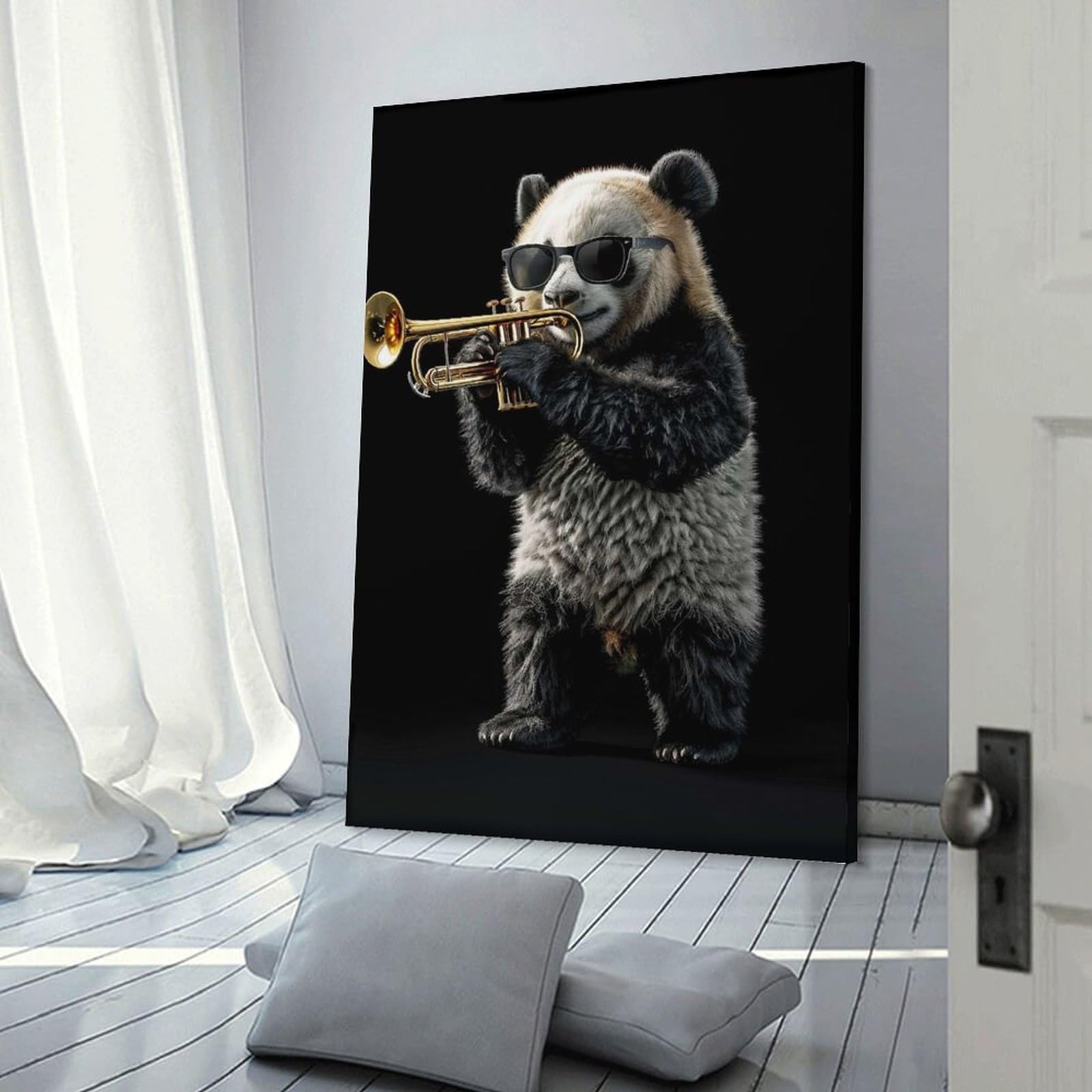 Junmoney Canvas Wall Art Panda Trumpet, 20x30inch(50x75cm), for Living Room, Lounge Or Sitting Room, Canvas Styling for A Polished Room Look