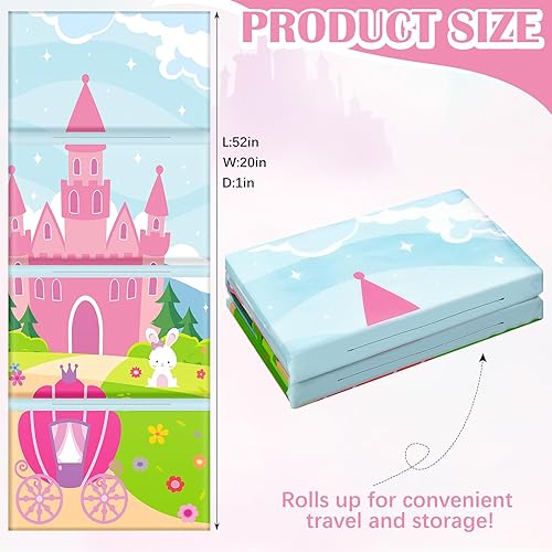 Miniatura 3 de Shellwei Tapete de vinilo para siesta para niños, preescolar, guardería, 52 x 20 x 1 pulgadas, tapete de descanso plegable para niños pequeños,