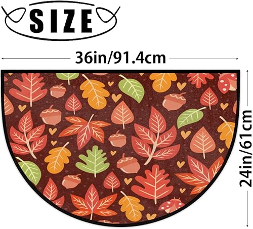 Miniatura 2 de Fall Autumn Maple Acorns Half Round Doormat Washable Semi Circle Area Rug Non Slip Absorbent Half Moon Rugs for Indoor Outdoor Kitchen Bathroom