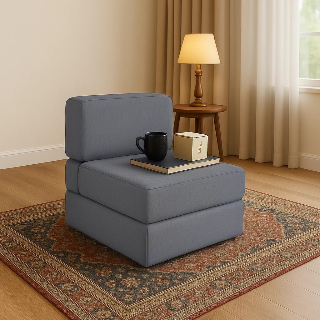 PUM PUM 24-Inch Width EPE Foam Single Seater Sofa Cum Bed Couch– Compact & Lightweight Foldable Floor Sofa,Grey PUM PUM 24-Inch Width EPE Foam Single Seater Sofa Cum Bed Couch– Compact & Lightweight Foldable Floor Sofa,Grey