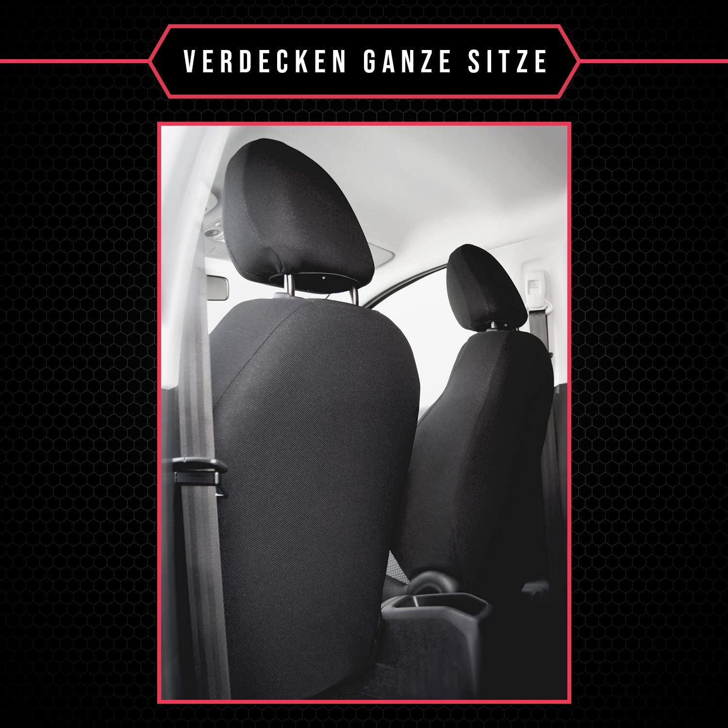3er Set Autositzbezüge PKW universal | Auto Sitzbezüge Polyester Grau für Airbag geeignet | für Vordersitze und Rückbank | 1+1 Autositze vorne und 1 Sitzbank hinten teilbar 2 Reißverschlüsse