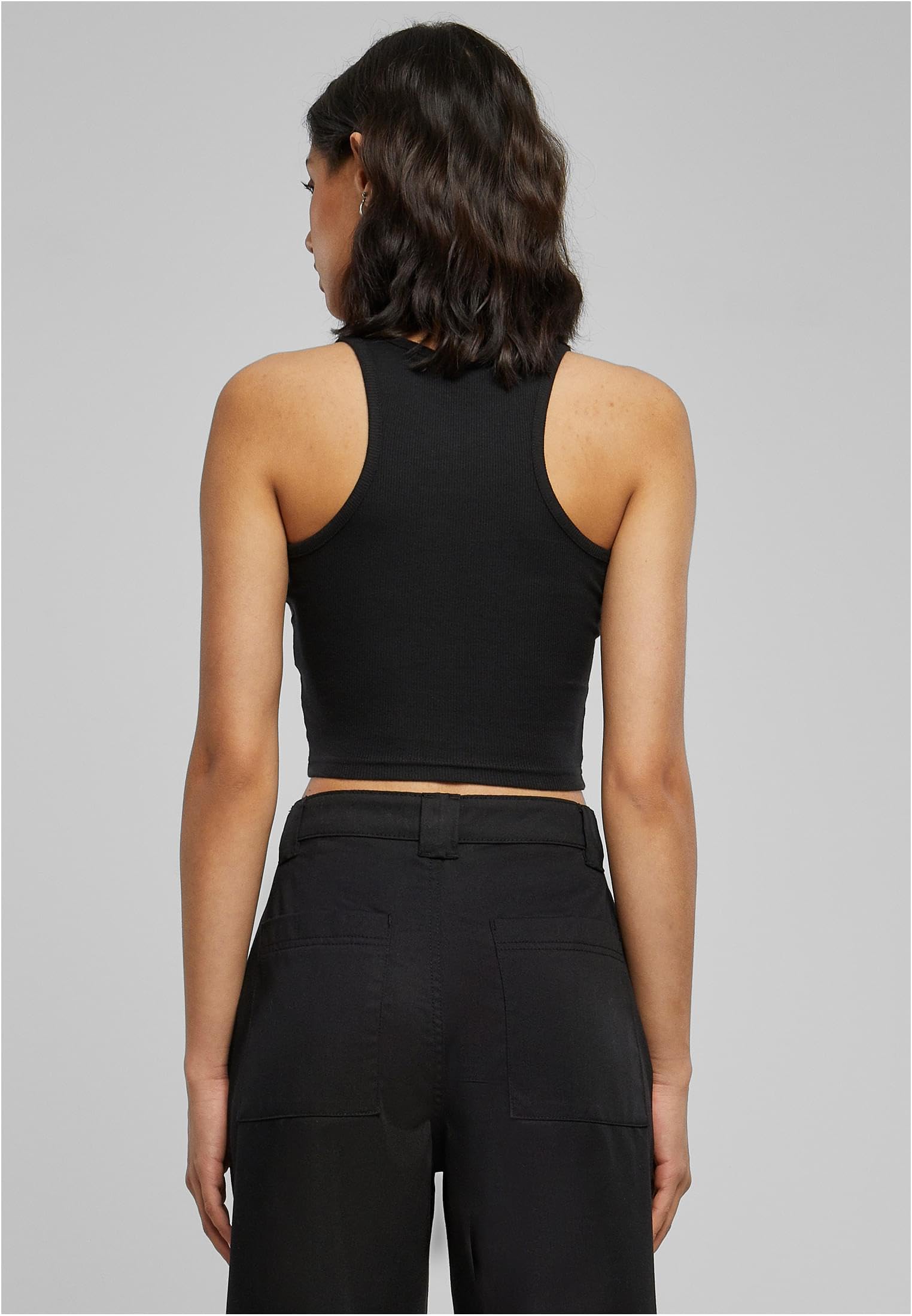 Urban Classics Ladies Cropped Rib Top Donna Top Marrone Regular