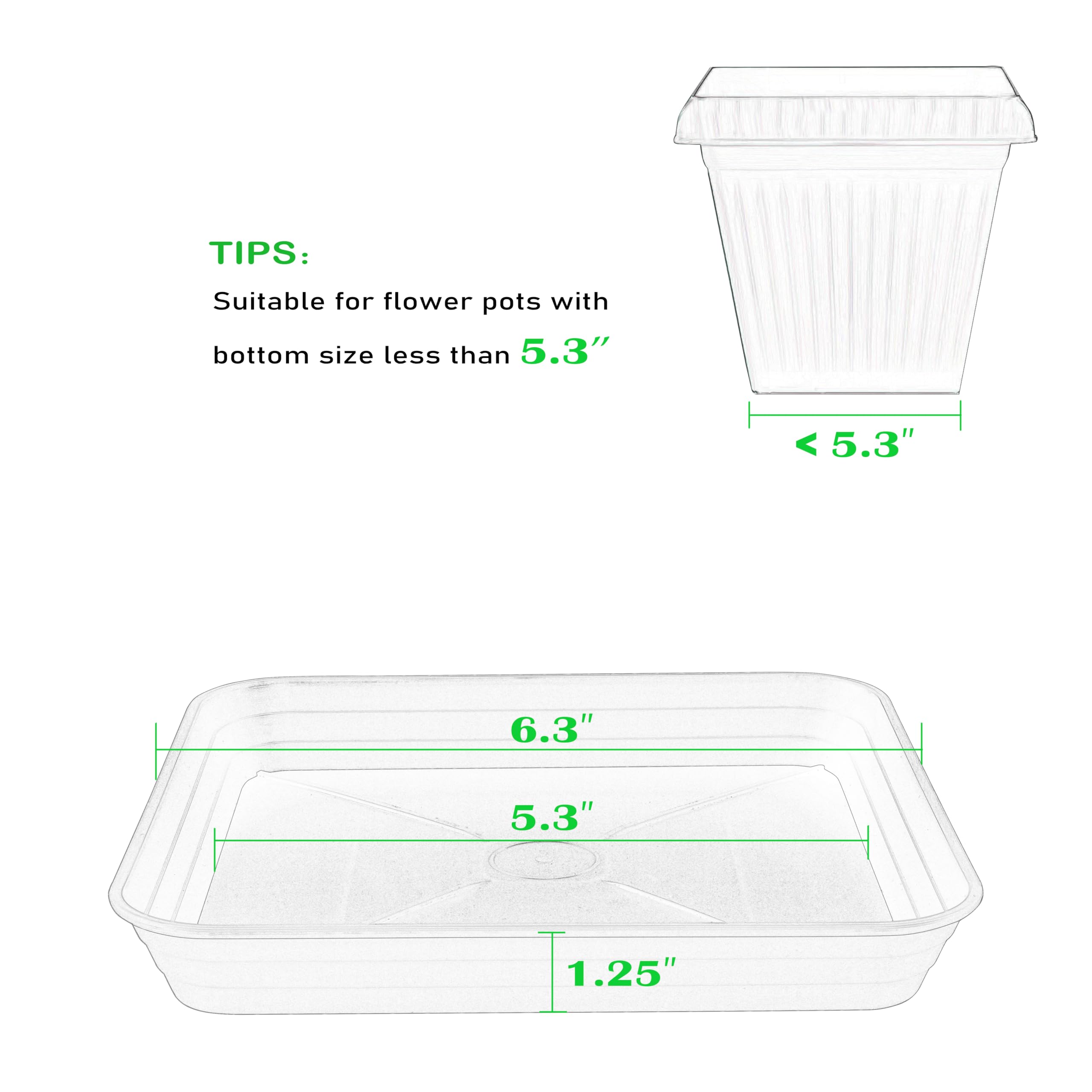 Plant Saucers - Heavy Duty Square Trays -2 Plant Saucers - Heavy Duty Square Trays -2