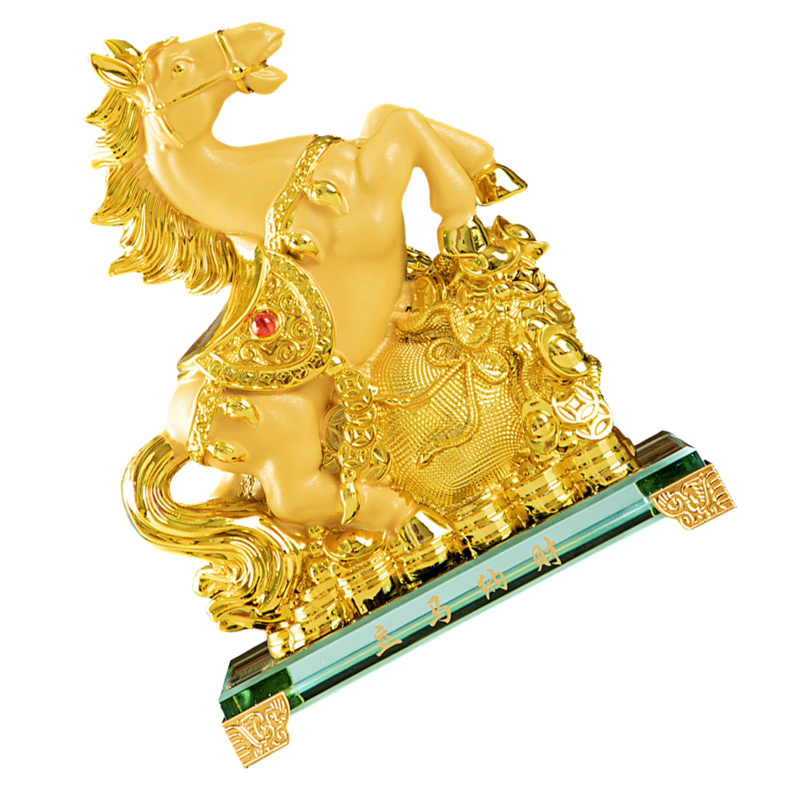 Statue de cheval du Nouvel An chinois 2026 en résine dorée