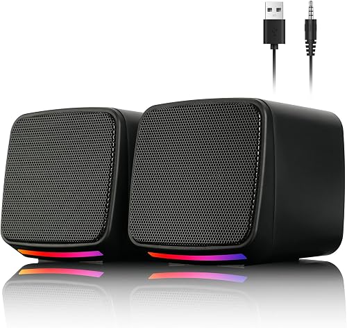 Vicloon Enceintes PC, Enceintes de Bureau avec Lumières R…