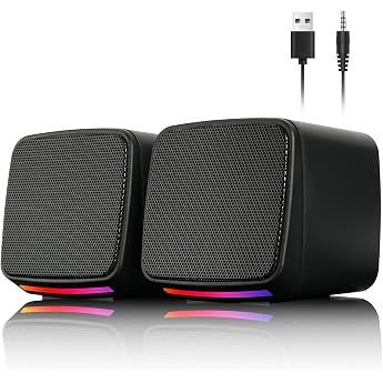 Vicloon PC Speakers 2.0 PC Boxes 3.5 mm Jack 3 W 1 Pair Black