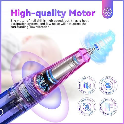 Miniatura 4 de Saviland Taladro eléctrico de uñas, mejora rosa y azul