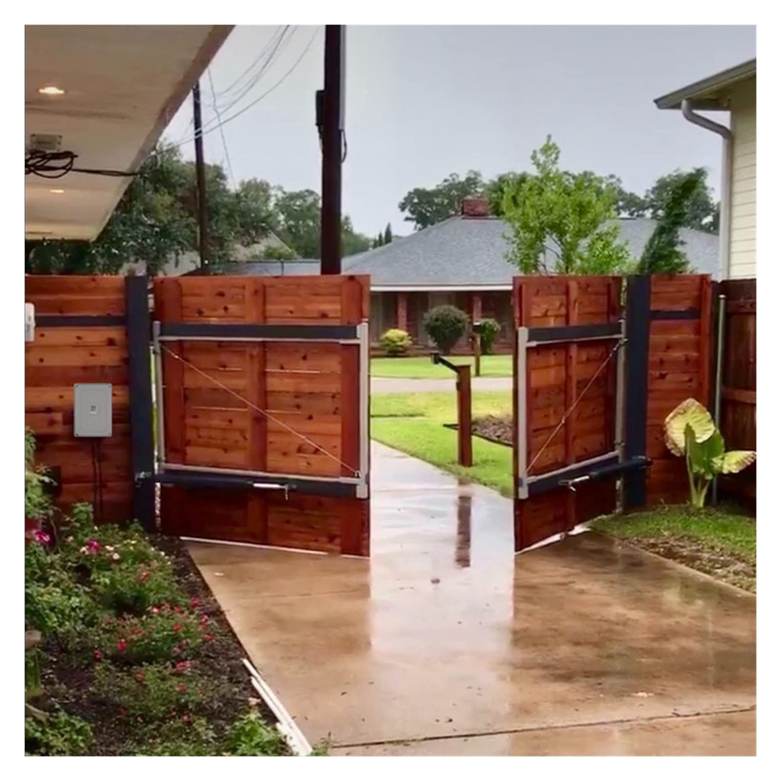 Automatic Swing Driveway Gate Wood Automatic Swing Gates Sydney