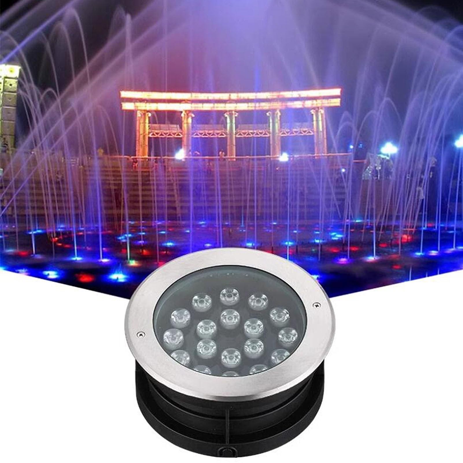 Outdoor Recessed Spotlight - 24V Submersible Fountain Light, Ground Lamp, Underwater Pond Lights, IP67 Waterproof Landscape Lighting, Buried Lights(White,15W)