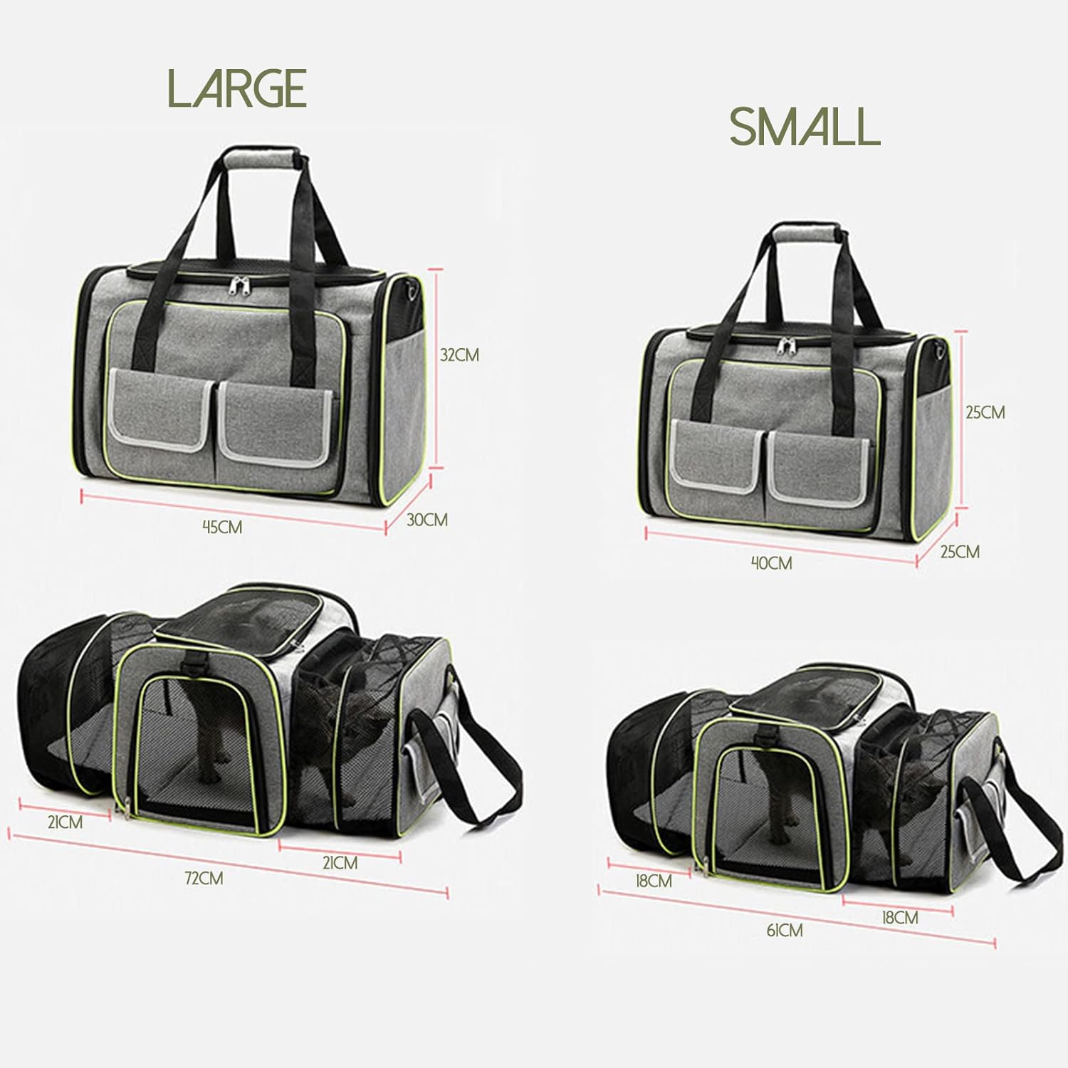 Cat Dog Carrier Expandable Pet Carrier Airline Approved,Travel Dog Carriers for Small Dogs Cat,Soft-Sided Collapsible Pet Travel Carrier with Removable Mat Breathable Mesh