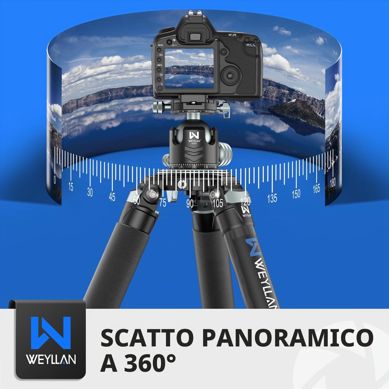 WEYLLAN Testa A Sfera Treppiede Fotocamera, Doppio Panorama 360 Gradi Testa Sfera Basso Profilo, Testa Treppiede Video Con 2 Piastre A Sgancio Rapido Compatibile Con Arca-Swiss, 30kg Di Portata