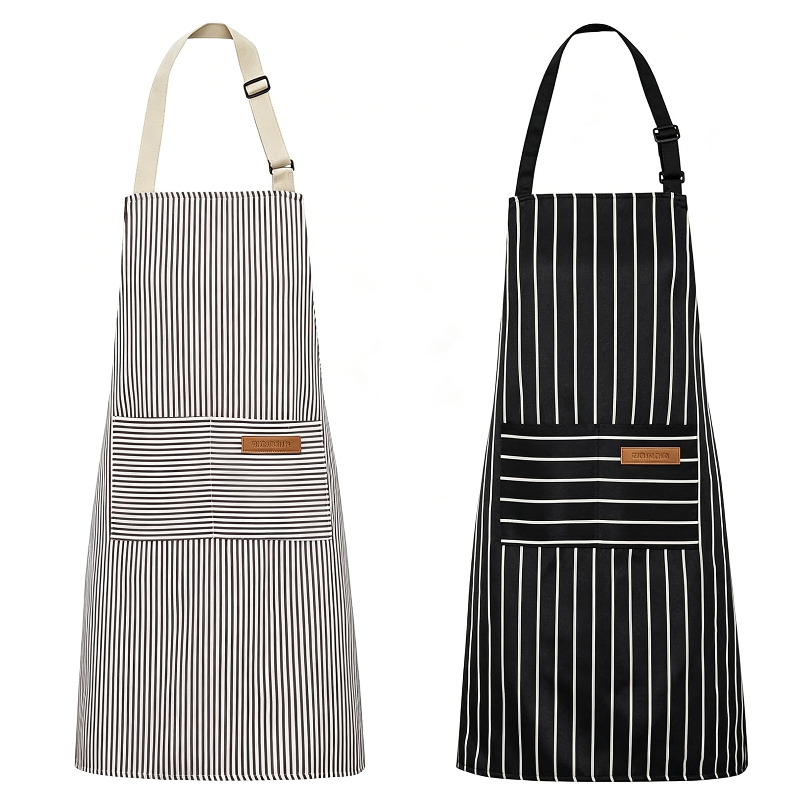 2 Pack Unisex Adjustable Bib Apron with Pockets Cooking Kitchen Chef Aprons for Women Men Home Kitchen,Restaurant,Coffee House