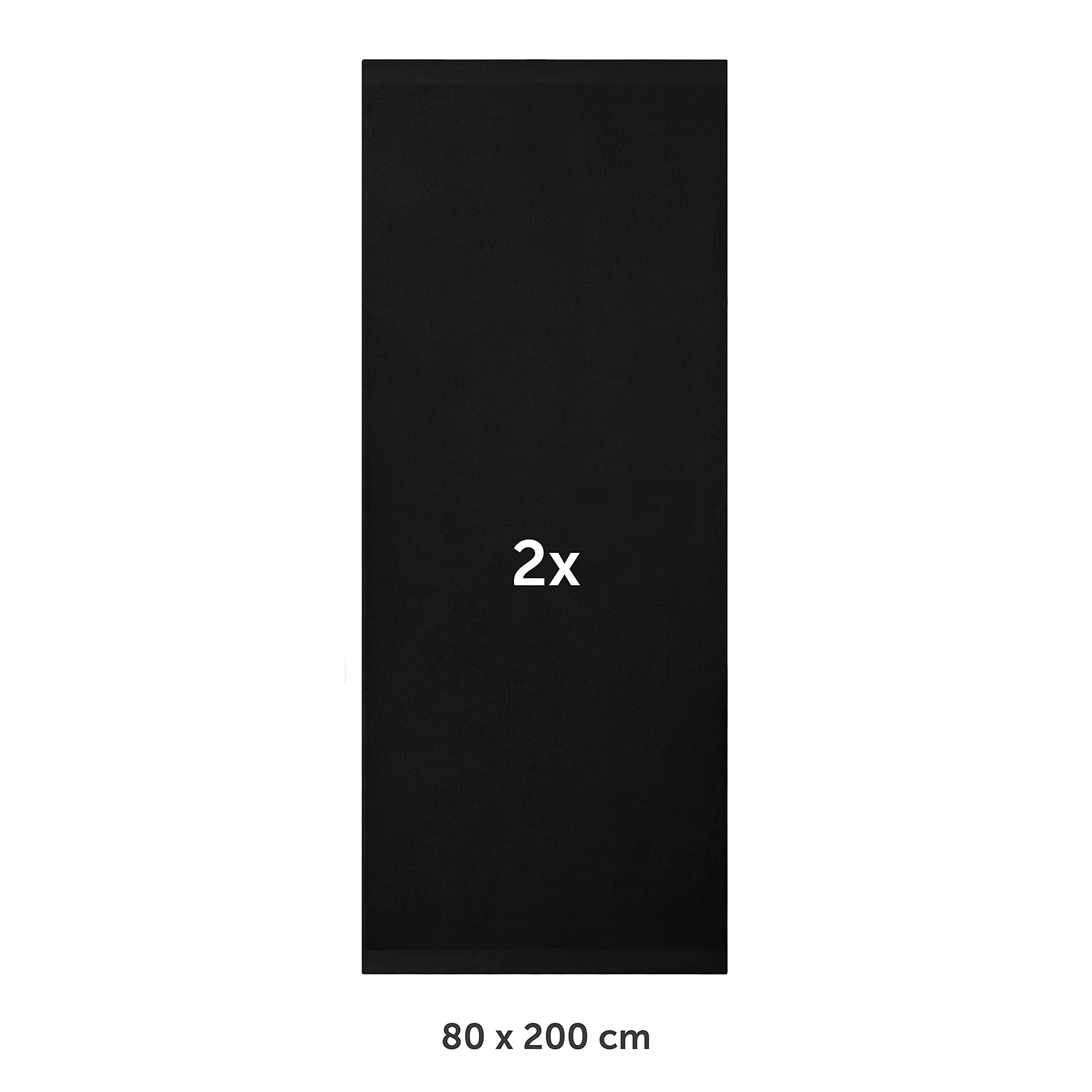Blumtal Premium zestaw ręczników frotte z pętlą do zawieszania - bawełna certyfikowana Oeko-TEX, miękkie, chłonne - 2x ręcznik do sauny (80x200 cm), czarny