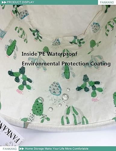 Miniatura 5 de FANKANG - Canasto plegable para almacenamiento con revestimiento de polietileno impermeable, tamaño grande cesto de lona para cuarto del bebé,