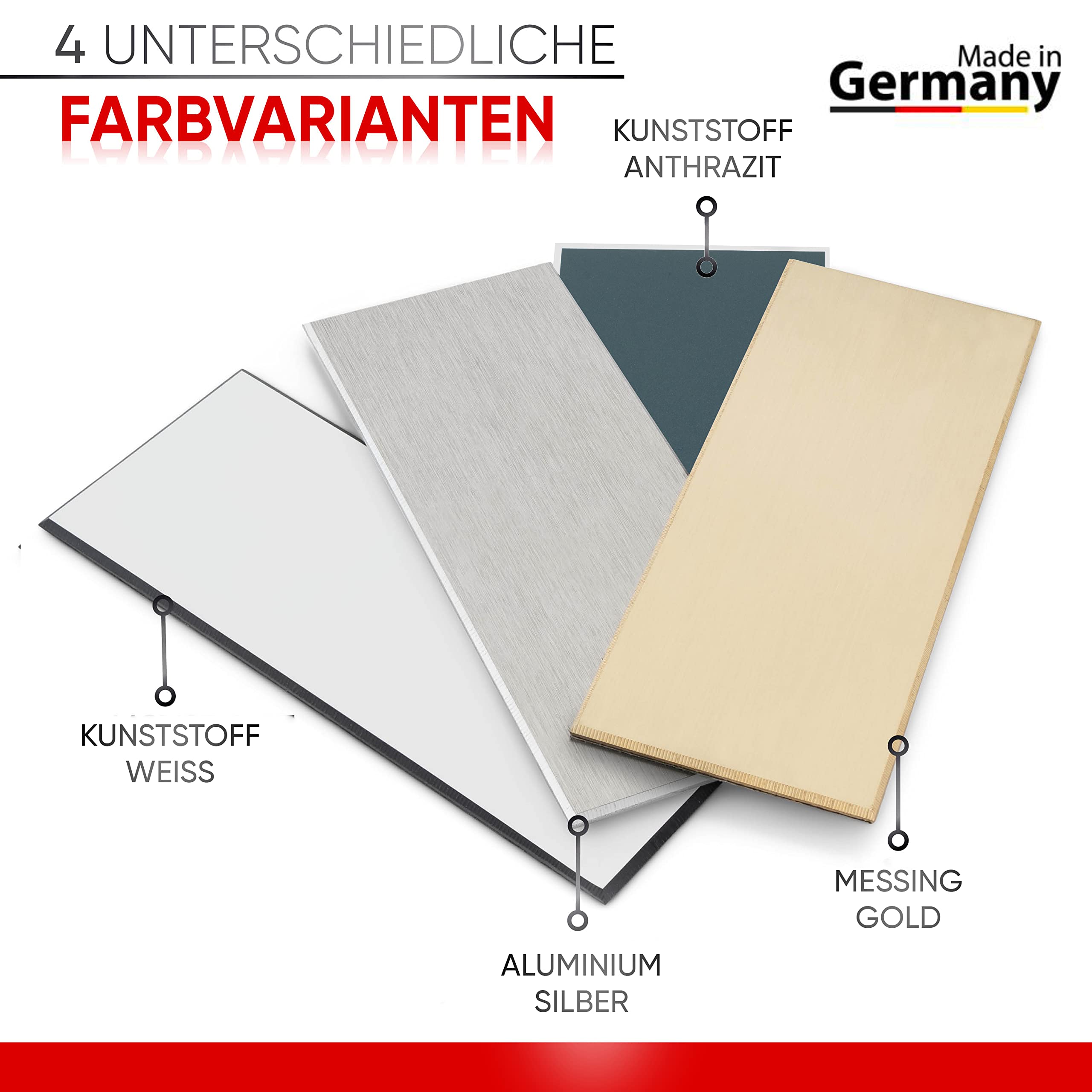 Premium Messing Schilder Set zum Beschriften aufkleben Namensschild Haustür Schild, Klingelschild, Briefkastenschild, Türschild selbstklebend - mit Geschenkebox & keine Werbung Aufkleber Etiketten