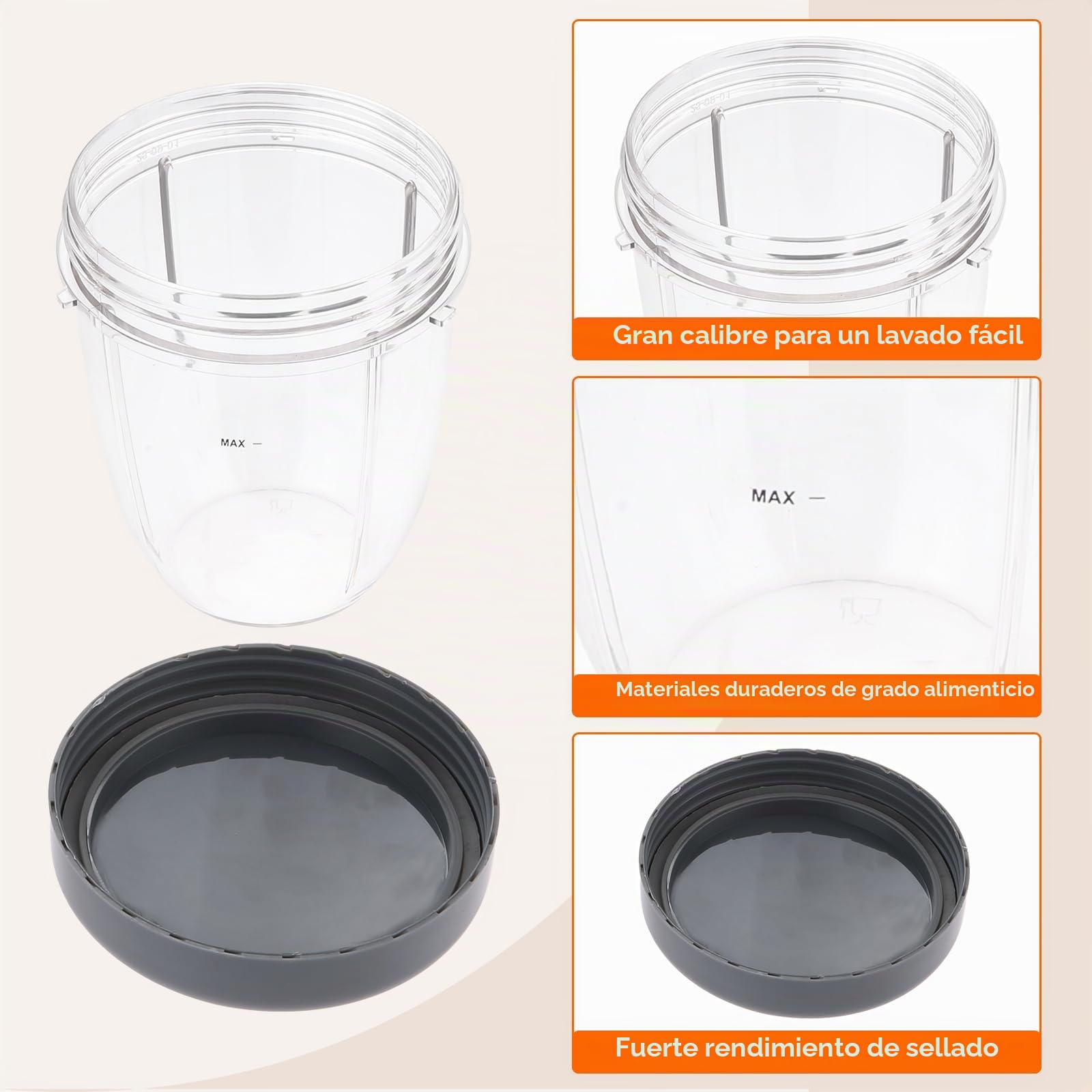 Dreld Tazas Exprimidor de 2 Vasos, Piezas de Repuesto Compatible con Nutribullet 600W/ 900W, Vaso de Repuesto para Licuadora 18 Onzas con Tapas | Compatible con licuadora Nutribullet de 600 W y 900 W, tazas de 18 onzas