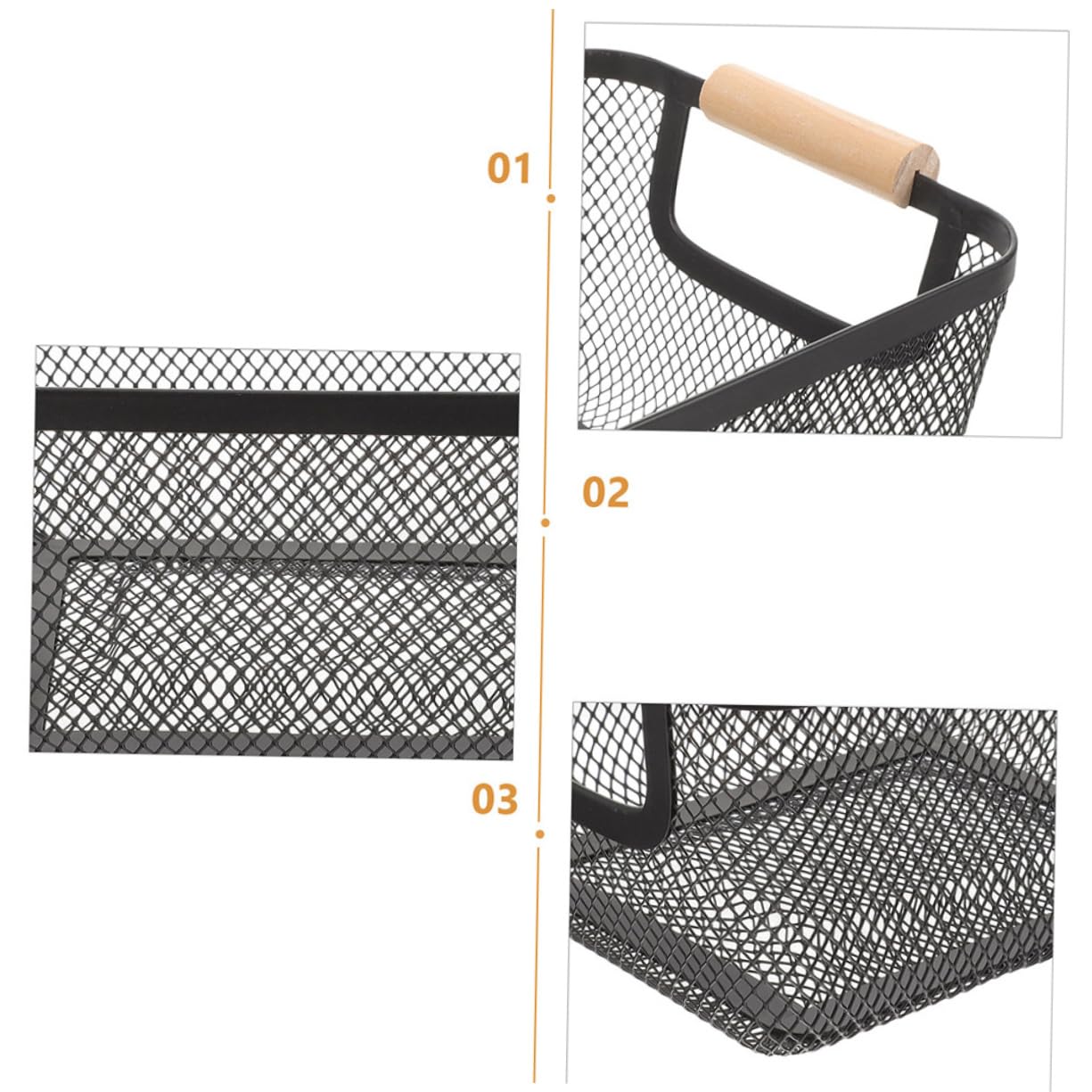 Alipis 2 Cestas De Almacenaje De Metal Con Asas De Madera Organizador De Cocina y