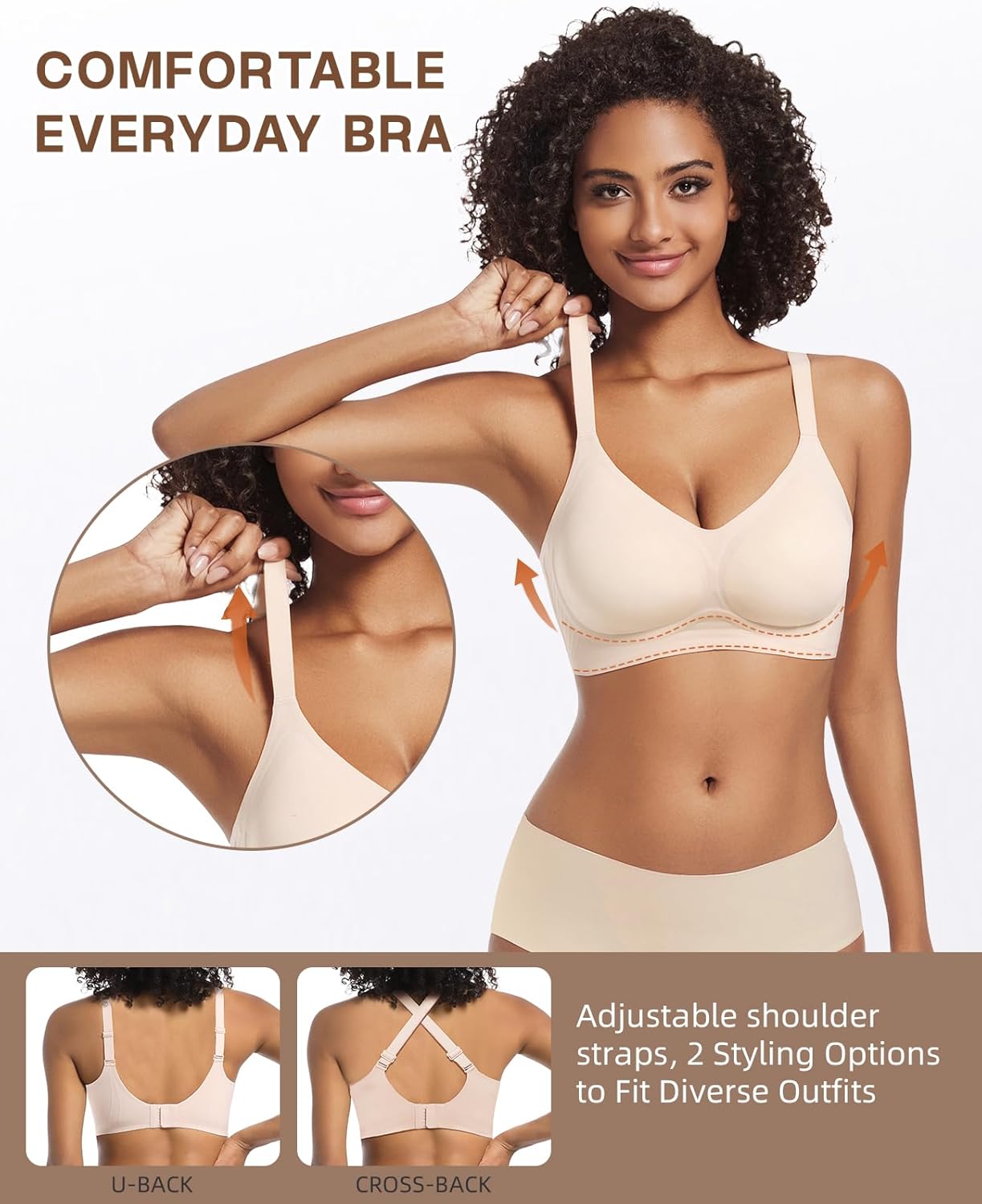 Womens Seamless Bra No Underwire Comfortable Wireless Bras for Women Push Up Full Coverage Bralettes Everyday Bra - Image 2