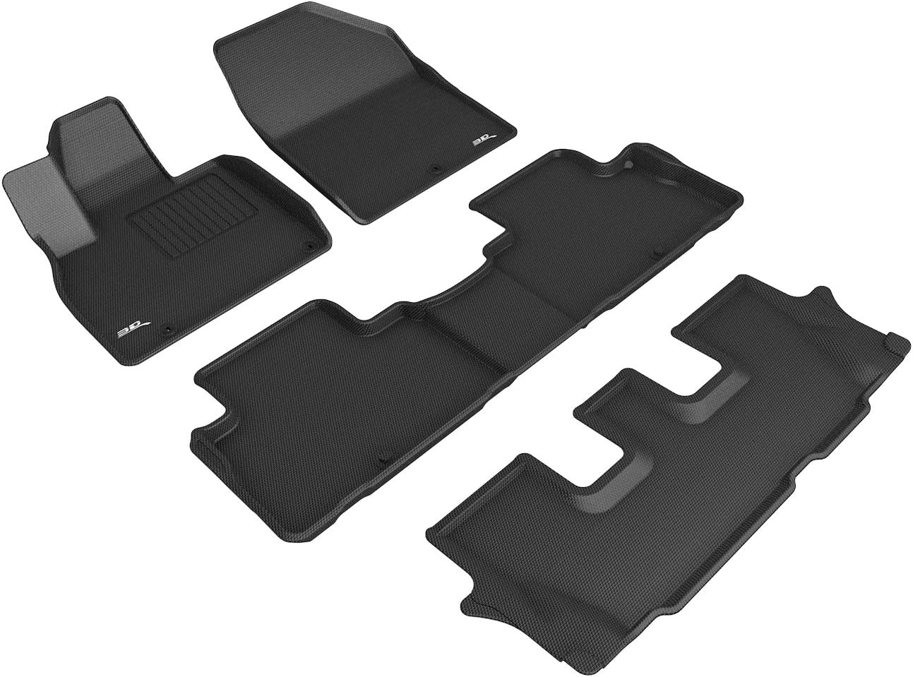 3D MAXpider Custom Fit Kagu Floor Mat (Black) Compatible with Kia Telluride 8-Seat 2020-2025 - Full Set