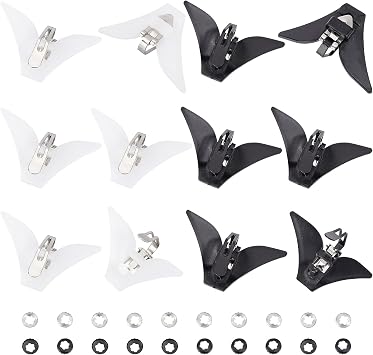 CHGCRAFT 20Pcs 2 Colors Bow Tie Clips Bowtie Hardware Fastener Black Silver Iron Clip-On tie Clip with Plastic Fixed Collar Clips for DIY Bowtie Hardware Closure 54mm 30mm