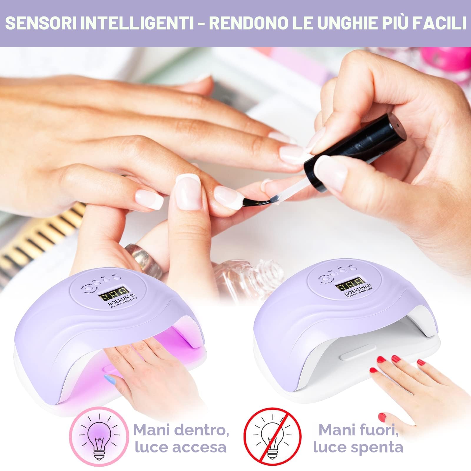 168W Lampada Unghie LED UV,Lampada per Unghie Con 4 Impostazioni Timer,Asciugatrice per Gel a LED per Gel per Smalto Con Sensore Automatico,Per Manicure/Pedicure Lampada Asciuga Smalto Semipermanente