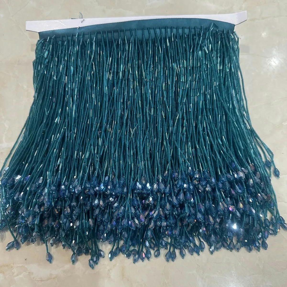 5 metri di larghezza15 cm pesante Vetro color oro Seme di perline Lampada con frange Costume Trim Artigianato-rosa caldo
