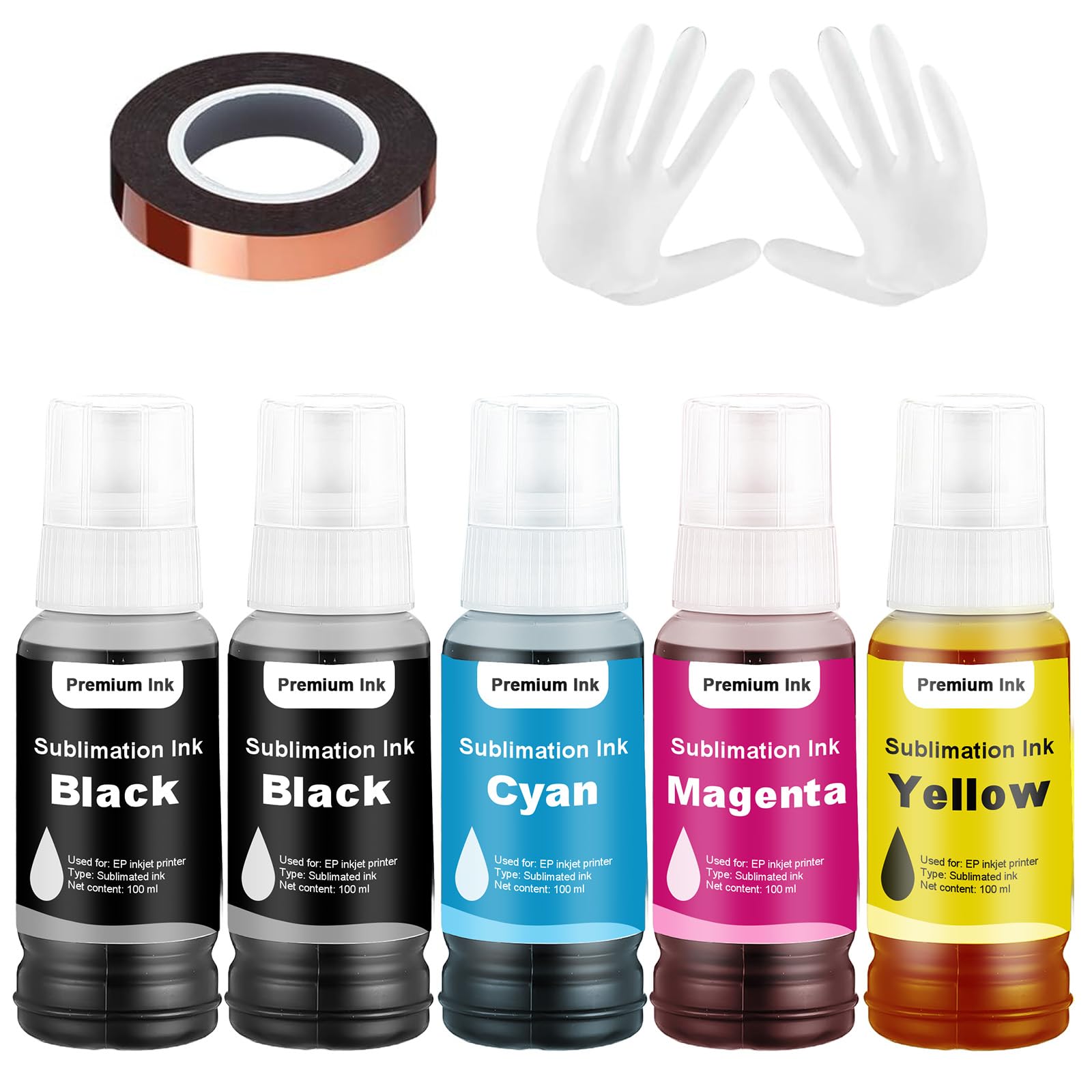 Sublimation 102 104 encre compatible avec Epson ET-2400 ET-2720 ET-2760 ET-2800 ET-2803 ET-2815 ET-2820 ET-2830 ET-2840 Imprimantes à jet d'encre pour tasse, gobelet, T-shirts Transfert de chaleur(5P)