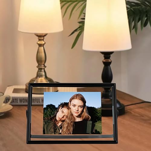 Miniatura 5 de Marco flotante negro (4 x 6 pulgadas, horizontal), para fotos de 3 x 5, 2 x 3, 1 x 2, marco de fotos de escritorio pequeño, decoración del hogar u