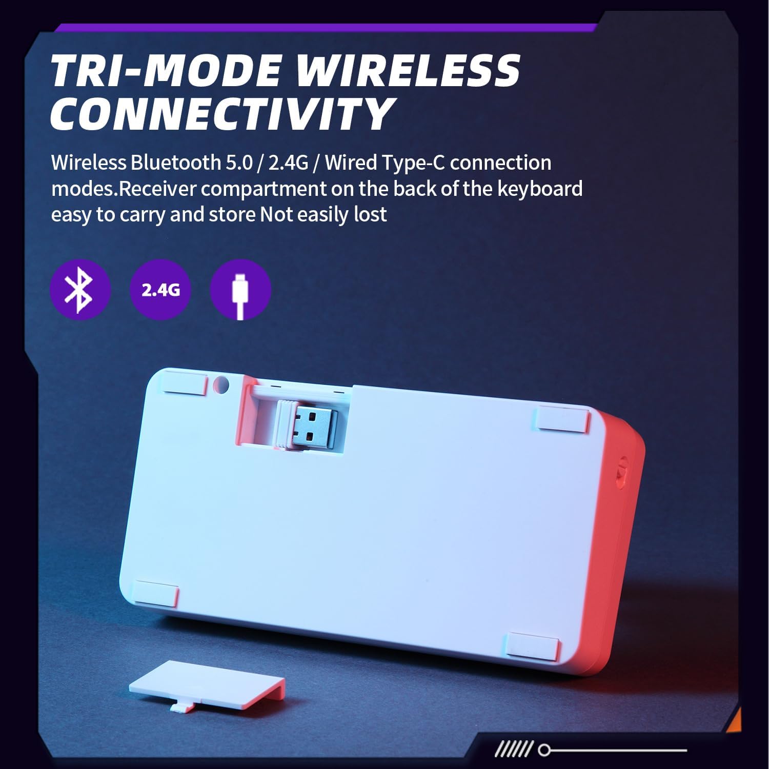 Darmoshark SK16 Macro Mechanical Numeric Keyboards 2.4G/USB-C/Bluetooth 16 Keys Mini Numpad Portable Keypad RGB Backlight Gaming Keyboards Extended Layout for Cashier,Fully Programmable Keys(White)