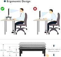 BONTEC Monitor Állvány - Ergonomikus Képernyőemelő, 36,8 x 23,1 cm, 1,18 kg, Stabil Asztali Tartó Számítógép Monitorhoz, Fekete 3