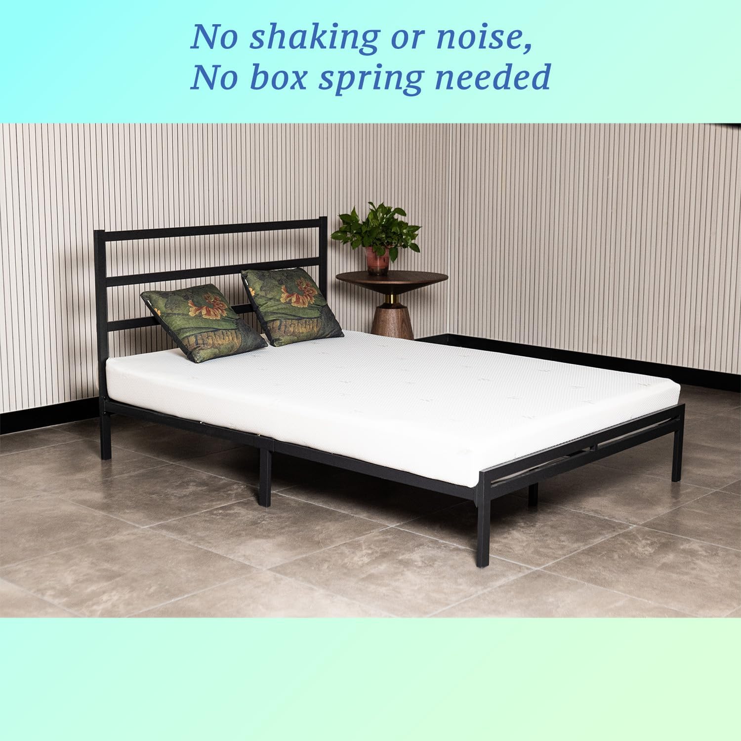 Heavy Duty Metal Black Twin Bed Frame No Box Spring Needed & 6 Inch Twin Size Mattress in a Box - Gel Memory Foam Mattress