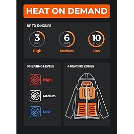 ORORO Men\'s 4 Heat-Zone Heated Jacket with USB-C Rechargeable Battery, Soft Shell Heated Jacket with Detachable Hood (Green, 2XL)