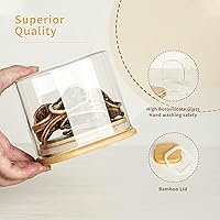 Vista 6 de Recipientes de almacenamiento de alimentos con tapas herméticas de bambú, juego de 6, recipiente de vidrio transparente con tapa de sellado