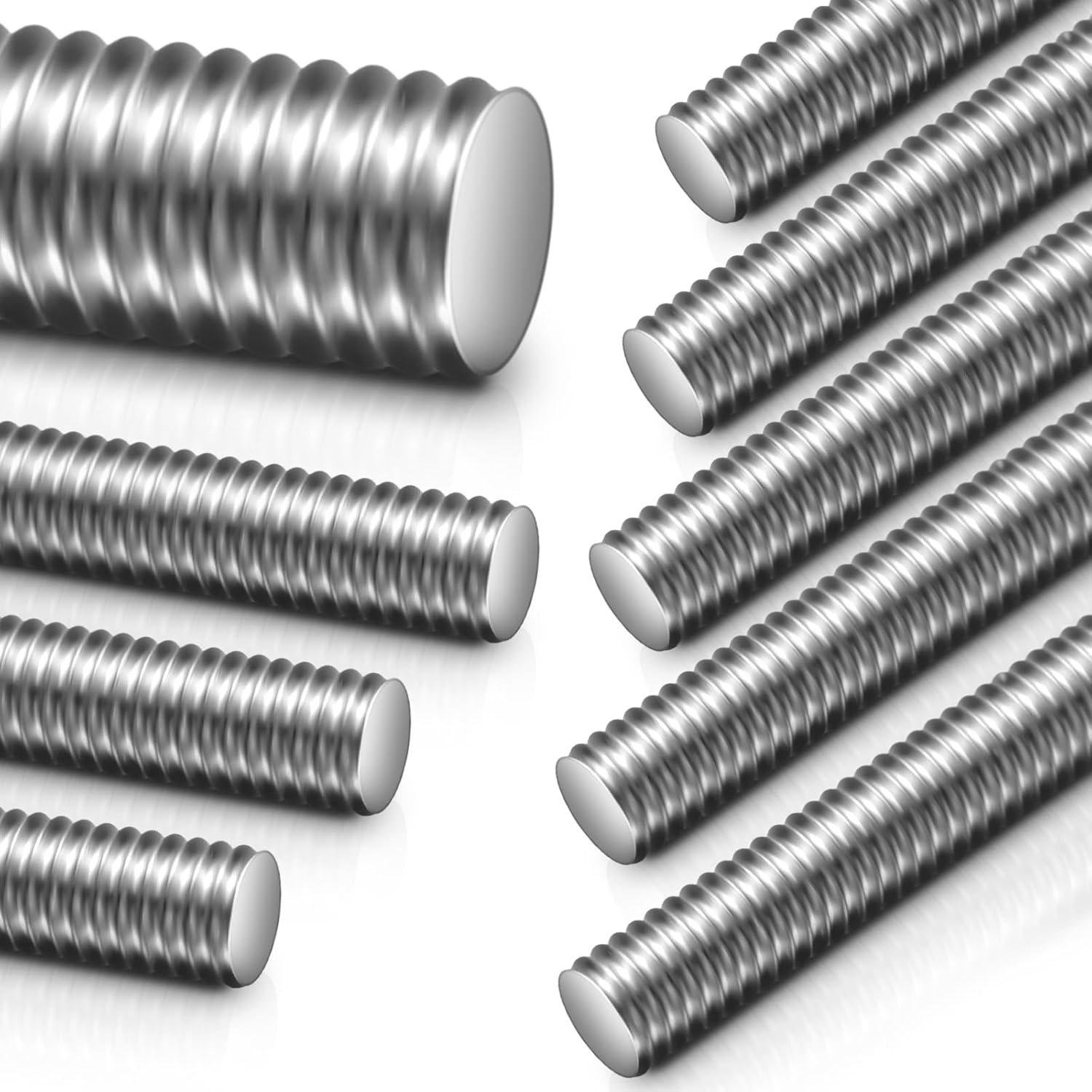 Blulu 4 Pcs 1/2"-13 Fully Threaded Rod, 36" Length, 304 Stainless Steel Long Threaded Screw, Right Hand Threads