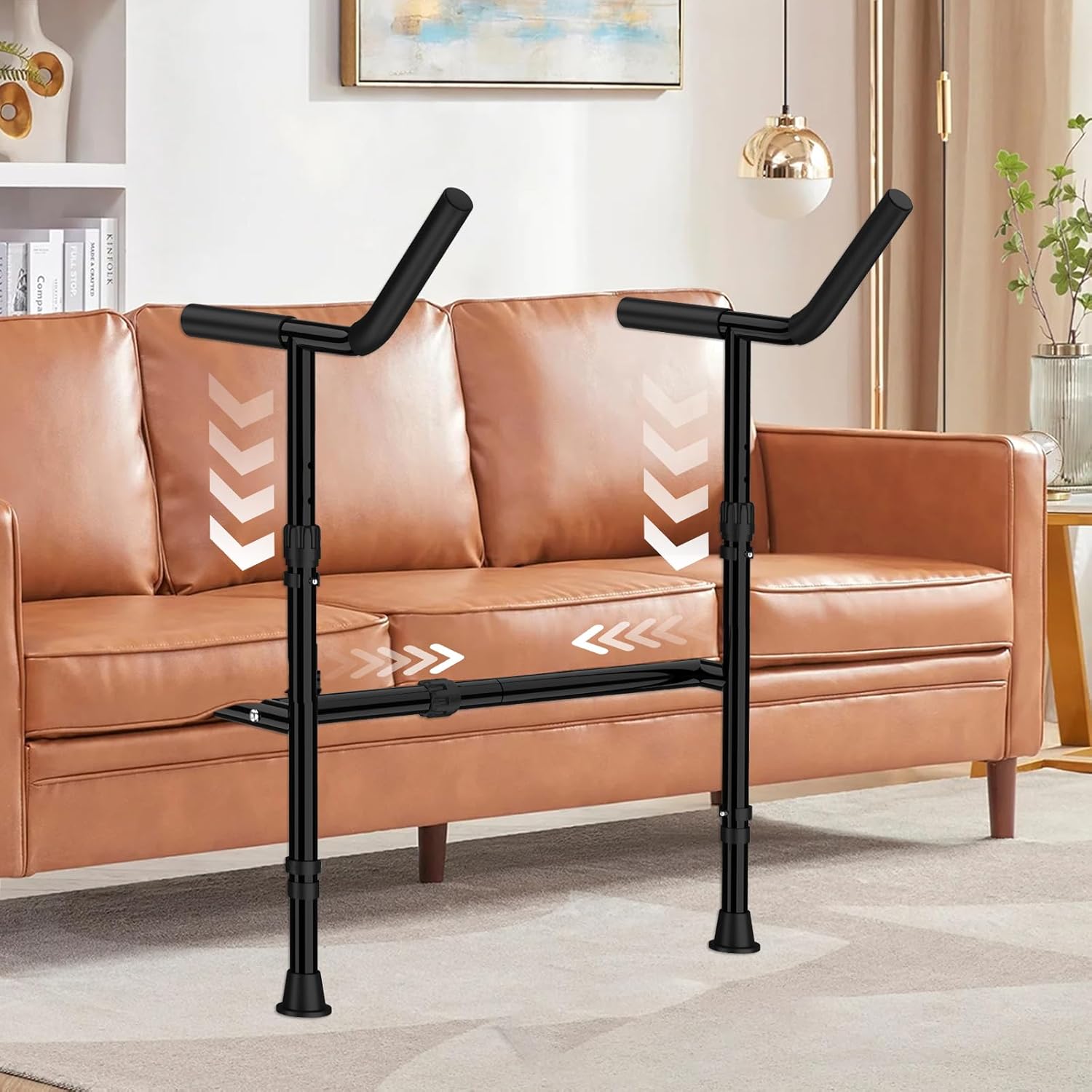 Stand Assist for Couch and Sofa with Support Legs, Height Width Adjustable Standing Aid for Elderly, Disabled, Patients and Seniors with Mobility Issues Portable Couch Handle for Chair (Black)