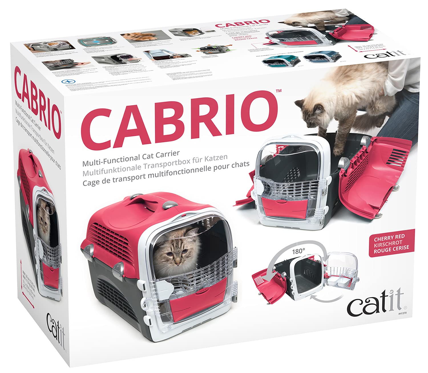 Catit Pet Cabrio Transportín para Gato, Cherry